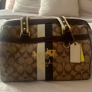 Coach handbag brown & white